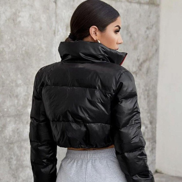Black Hem Puffer Jacket - Picture 3 of 5